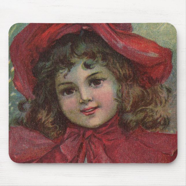 Jul Victorian Child Red Hat Girl Porträtt Ar Musmatta (Framsidan)
