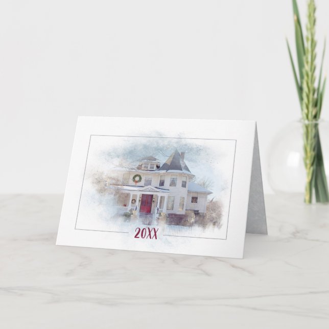 Jul Victorianskt hus med år Kort (Framsida)