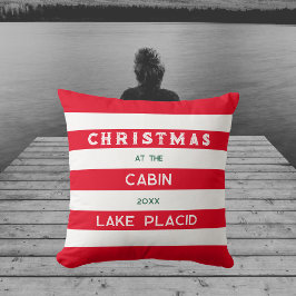 Jul vid Cabin Red Nautical Rand Sjö Kudde