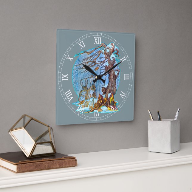Jul vid Elf Hall Acrylic Wall Clock Fyrkantig Klocka (Kontor)