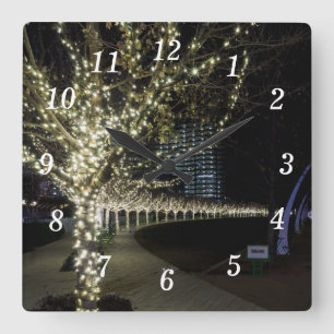 Jul vid Klyde Warren Park Wall Clock Fyrkantig Klocka