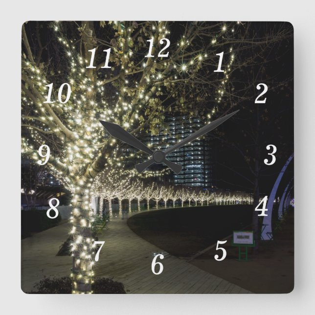 Jul vid Klyde Warren Park Wall Clock Fyrkantig Klocka (Framsida)
