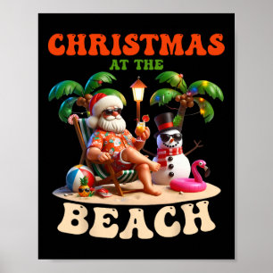 Jul vid stranden Xmas i juli Snömannen Flamin Poster