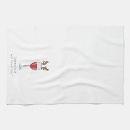 Jul Vin Funny Poring Cheer Santa's Hjort Kökshandduk