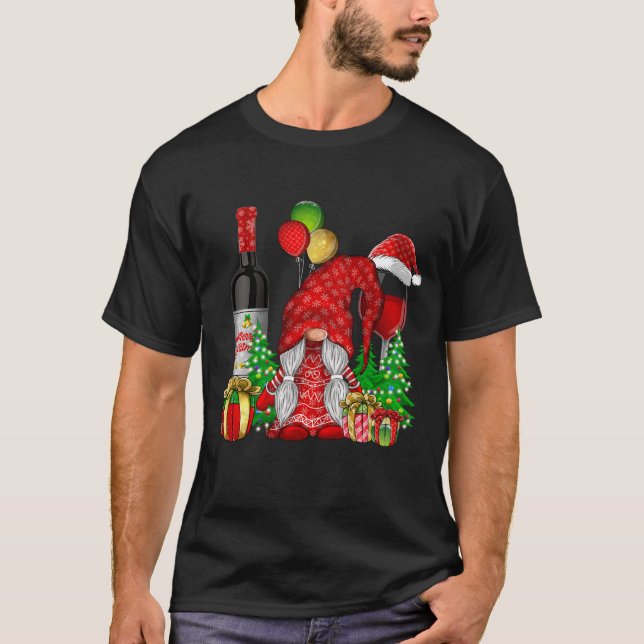 Jul Vin Gnomes for Julafton Cheer T Shirt (Framsida)