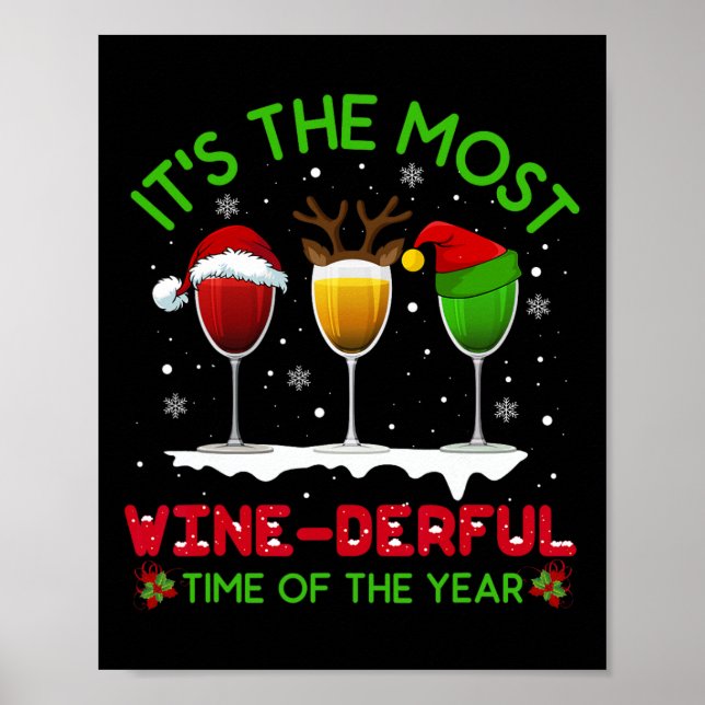 Jul Vin Julafton Alcohol Pajama Pj Toppar för Wom Poster (Framsidan)