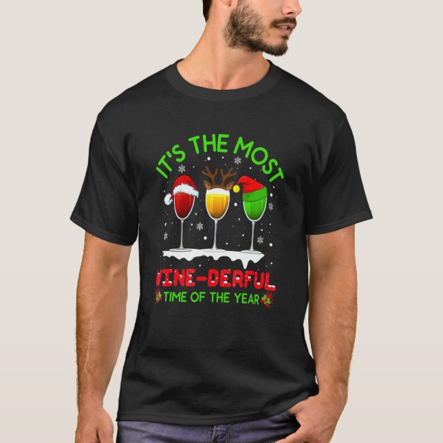 Jul Vin Julafton Alcohol Pajama Pj Toppar för Wom T Shirt (Framsida)