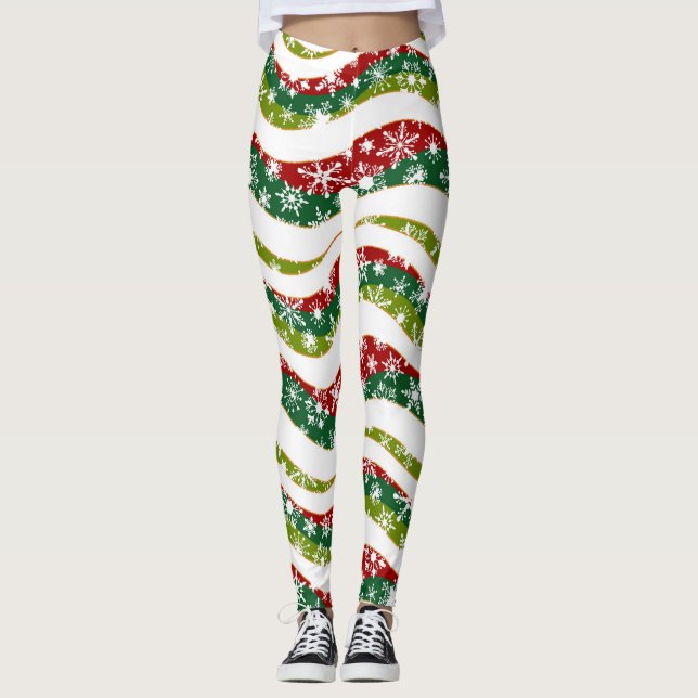 Jul vinkarare och snöflingor leggings (Framsida)