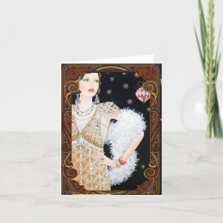 Jul Vintage 1920 Flapper Högtidskort  Helgkort
