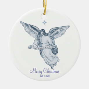 Jul Vintage Ängel med Meddelande på Vitt Julgransprydnad Keramik