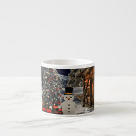 Jul Vintage Ånglok Snö frusen Skog Espressomugg