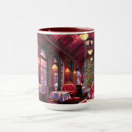 Jul Vintage Ånglok Snö frusen Skog Mugg