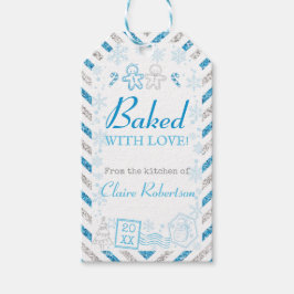 Jul Vintage Bakat med Kärlek Glitter Presentetikett