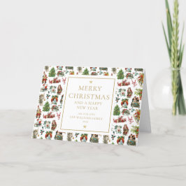 Jul Vintage Elegant Guld Helgkort