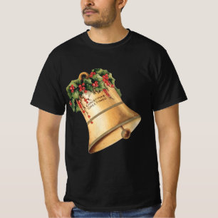 Jul Vintage Gyllene Klockor, God Jul T-shirt
