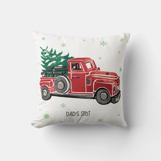 Jul Vintage Lastbil w/Snöflingor Kudde (Framsida)