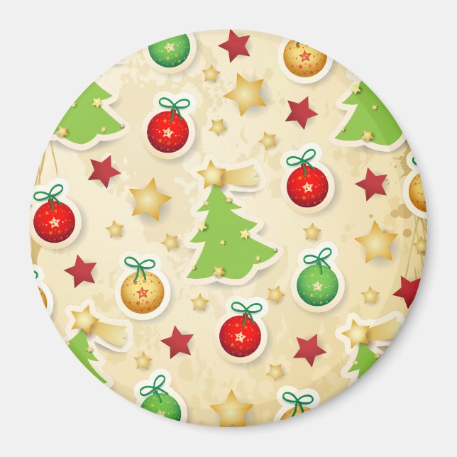 Jul Vintage Mönster Magnet (Framsidan)