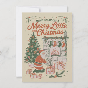 Jul Vintage Retro Tomte Presenter Holiday Julkort