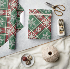 Jul Vintage Rutig Målning Hjort & Mönster Presentpapper