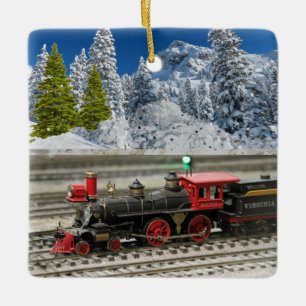 Jul Vintage Tåg med Winter Snö Julgransprydnad Keramik