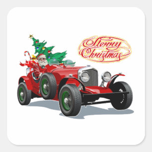 Jul vintagebil fyrkantigt klistermärke