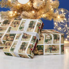 Jul Vintagekort Santa Claus Collage Presentpapper