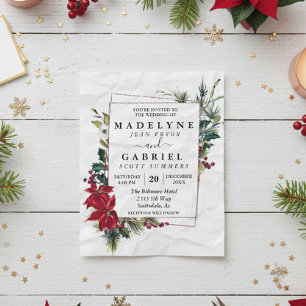 Jul Vinter Elegant Poinsettia Svart Bröllop Flygblad