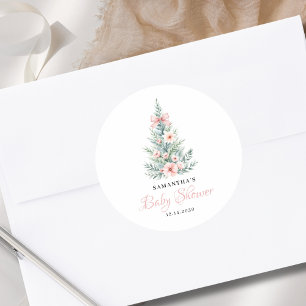 Jul Vinter Flicktema Babyshower Runt Klistermärke