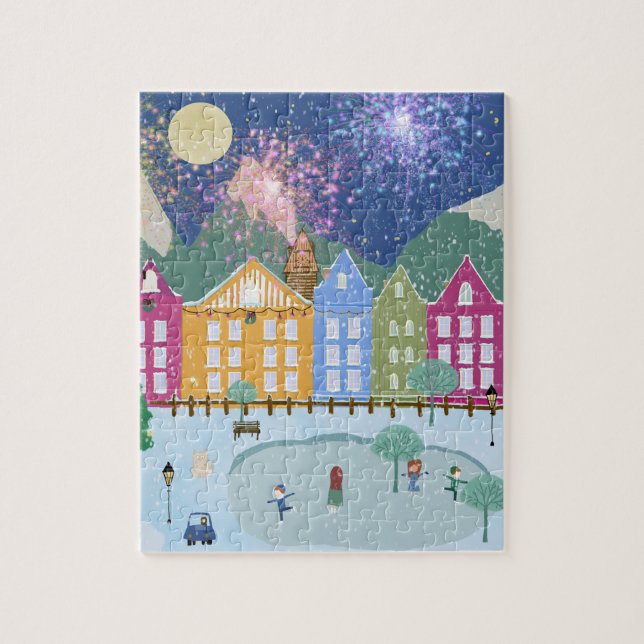 Jul Vinter Konståkning konst Pussel (Vertikal)