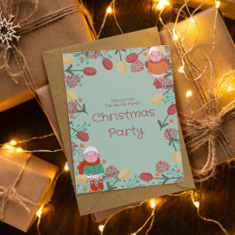 Jul Vinter Lamm Blommig Ram Illustration Inbjudningar