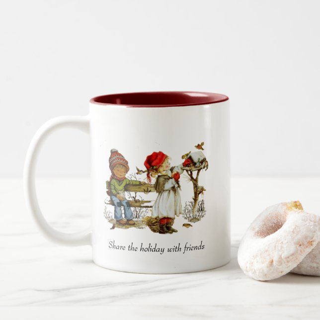Jul/Vinter-mugg Två-Tonad Mugg (Med munk)