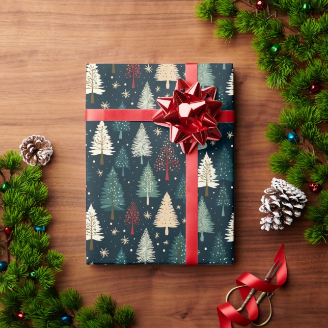 Jul Vinter Skog Mörkt Mönster Presenter  Presentpapper (Julgåva)