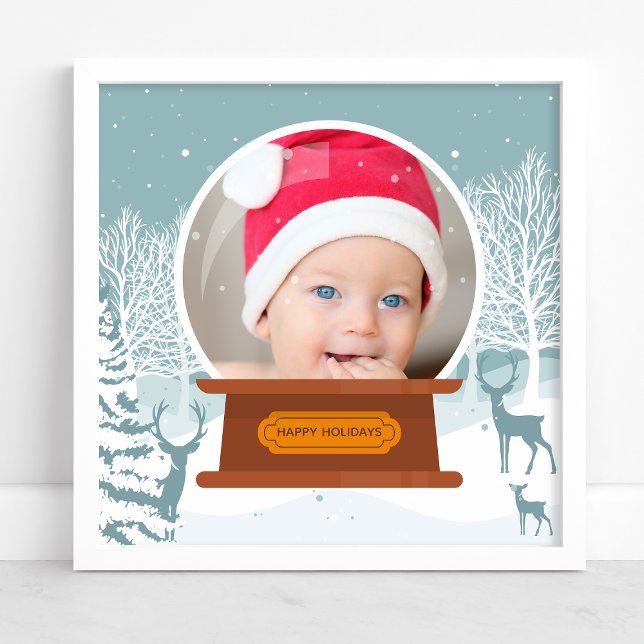 Jul Vinter Skogslandskap Foto Snöglob Poster (Skapare uppladdad)