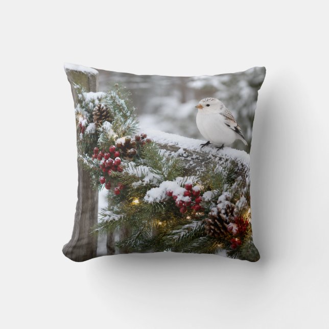 Jul Vinter Snösparv  Kudde (Framsida)
