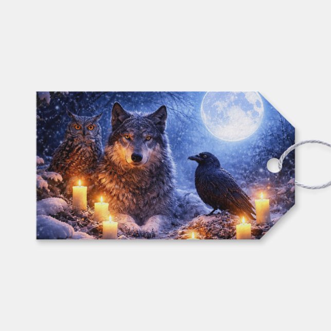 Jul Vinter Solstånd Varg Uggla och Korp Presentetikett (Framsidan (Horisontell))