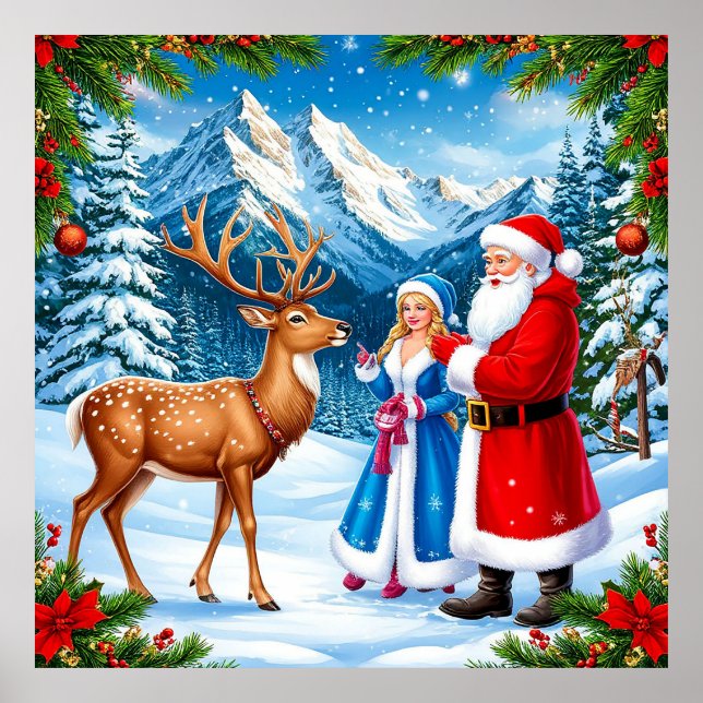 Jul Vinter Vägg Dekoration För Familj Holiday Roo Poster (Framsidan)