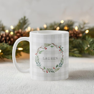 Jul Vinterbär Krans Anpassat Namn Kaffemugg