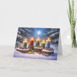 Jul Vintersolstånd med ljus i Snö Månad Kort
