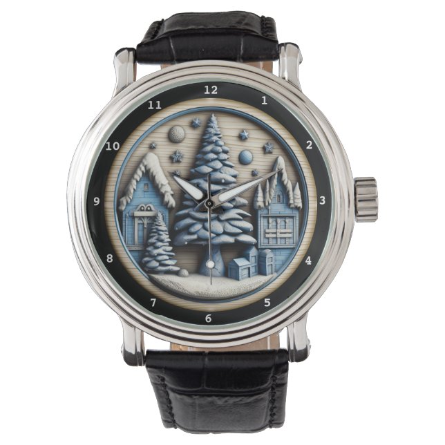 Jul vintrig by konstnärlig scen armbandsur (Framsida)