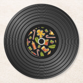 Jul Vinyl Record Underlägg Papper Rund