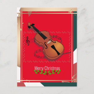 Jul Violin Music, färgstark.. Vykort