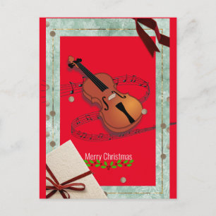 Jul Violin Music Festive Vykort
