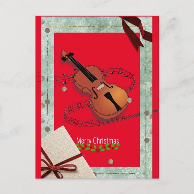 Jul Violin Music Festive Vykort (Framsida)