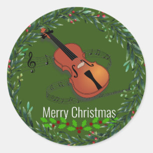 Jul Violin Music Runt Klistermärke