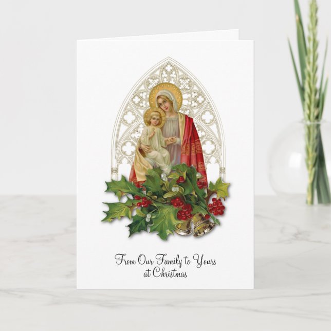 Jul Virgin Mary Baby Jesus Blommigt Religiösa Kort (Framsida)