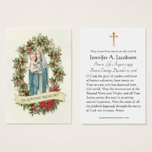 Jul Virgin Mary Funeral Memorial Heliga Card Visitkort