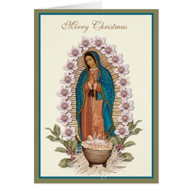 Jul Virgin Mary Guadalupe Jesus manger Hälsningskort (Framsidan)