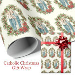 Jul Virgin Mary Jesus Poinsettia Rosary Presentpapper<br><div class="desc">Med en vacker religiösa bilder av den välsignade jungfrun Mary som höll Baby Jesus hade en julkrans accentuerad med en rosary.</div>