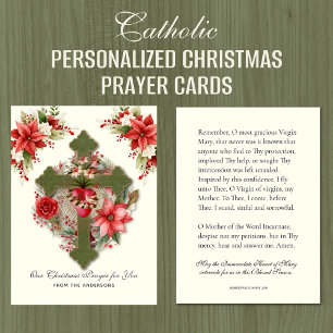 Jul Virgin Mary Memorare Prayer Poinsettia Visitkort