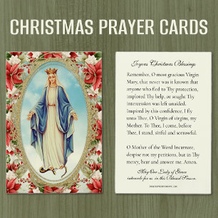 Jul Virgin Mary Memorare Prayer Poinsettia Visitkort